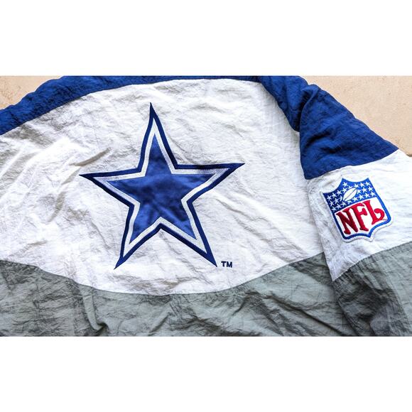 Dallas Cowboys 1993 APEX puffer Wave jacket zip M blue silver NFL Pro Line vtg - Picture 3 of 10